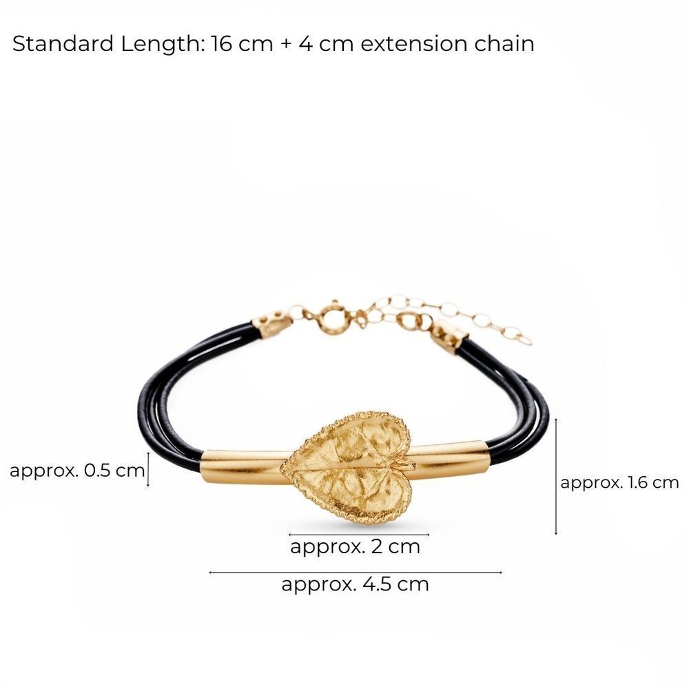 Emotions Cyclamen Bracelet  leather, 24K Gold vermeil on sterling silver  
