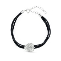 Emotions Cyclamen Bracelet mini leather, Sterling silver  
