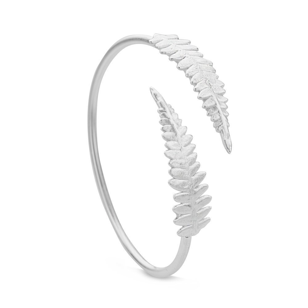 Harmony Fern Bracelet statement, with flexible wire, Sterling silver  