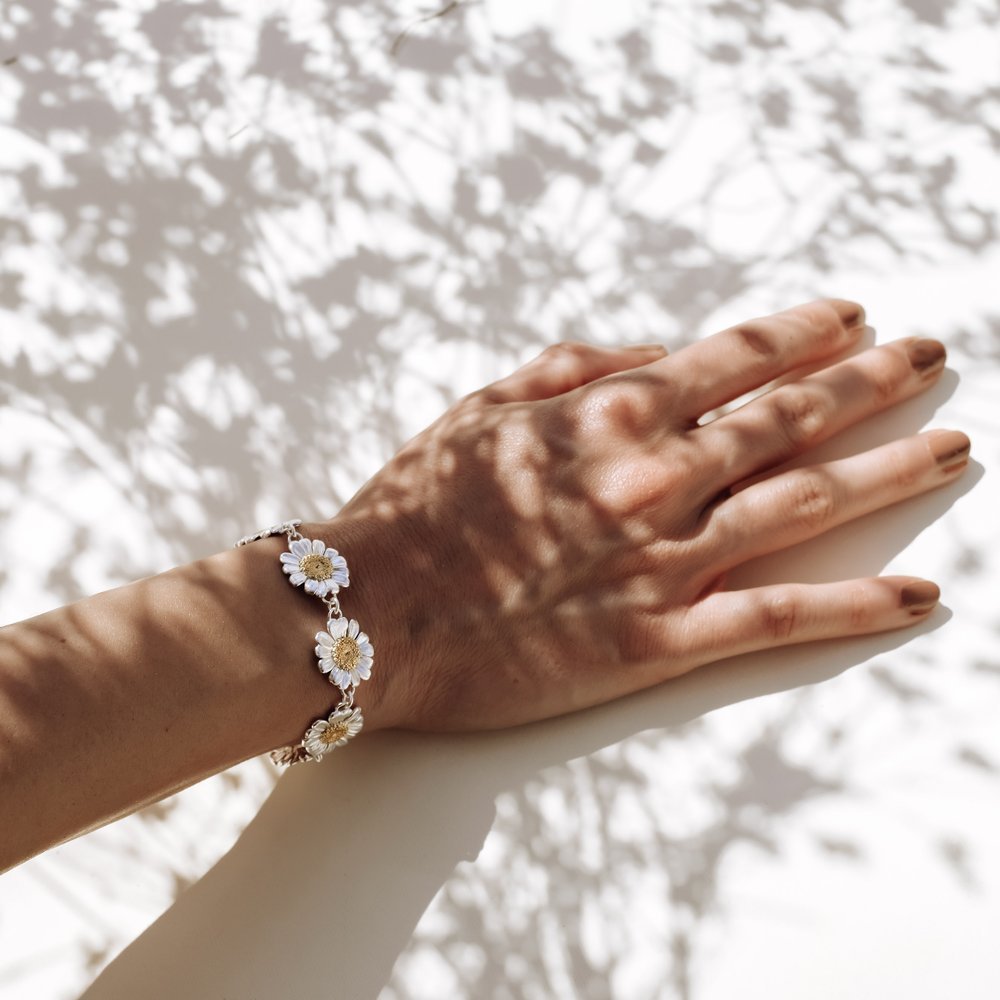 Ismini Daisy Bracelet statement,  24K Gold and sterling silver  