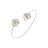Polytimo Daisy Bracelet  with flexible wire, 24K Gold and sterling silver  