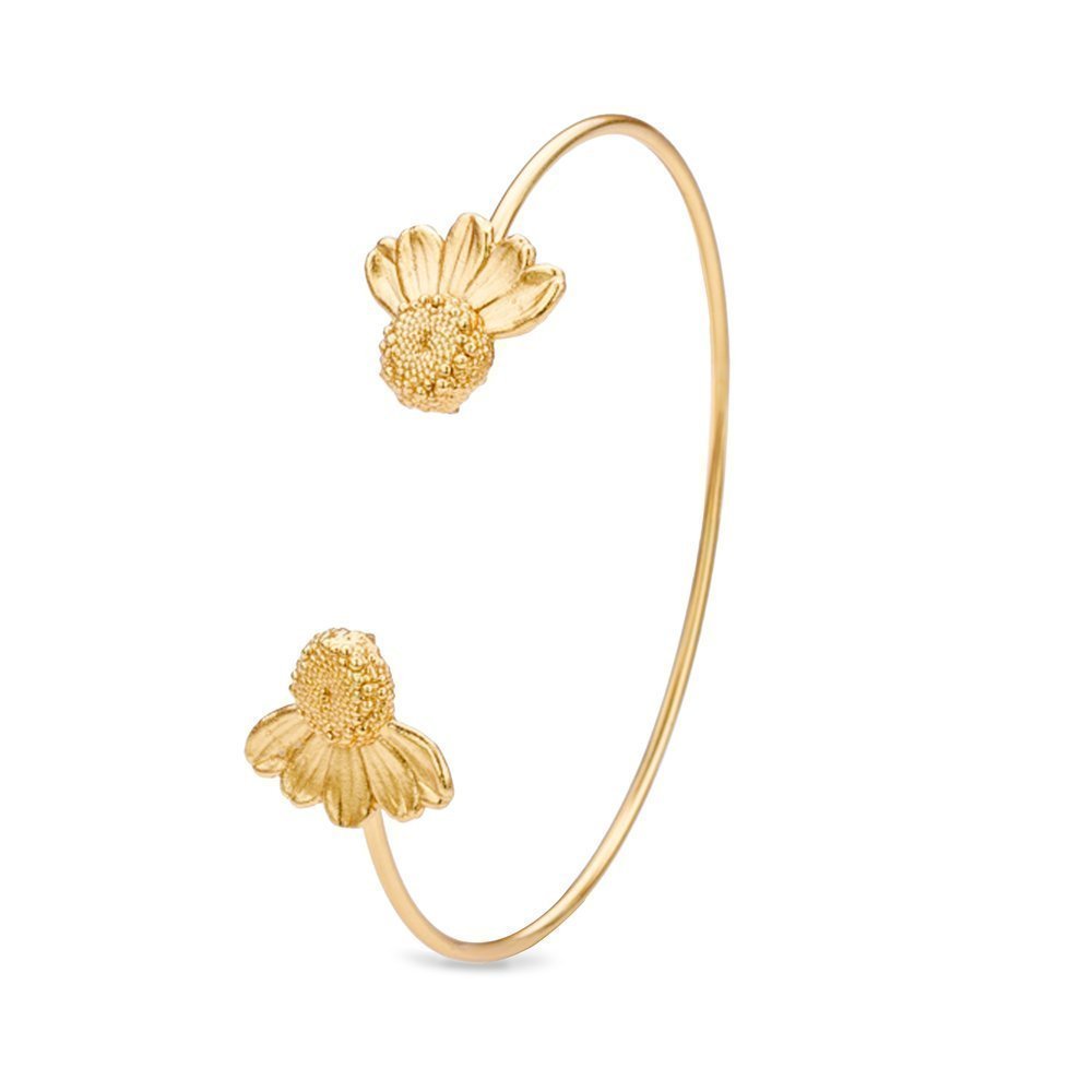 Kissing daisies Daisy Bracelet  with flexible wire, 24K Gold vermeil on sterling silver  