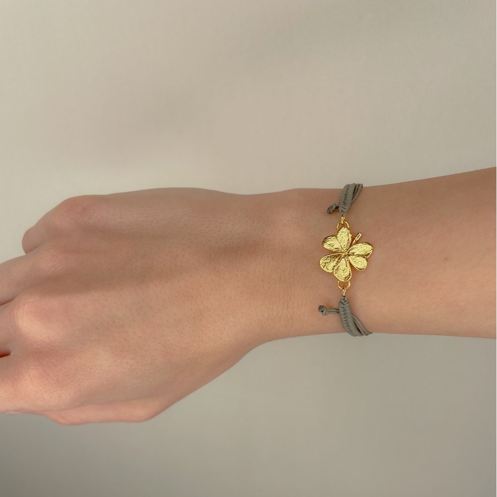 Agathe Trefoil Bracelet  fabric, 24K Gold vermeil on sterling silver  