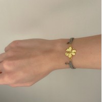 Agathe Trefoil Bracelet  fabric, 24K Gold vermeil on sterling silver  