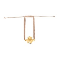 Agathe Trefoil Bracelet  fabric, 24K Gold vermeil on sterling silver  
