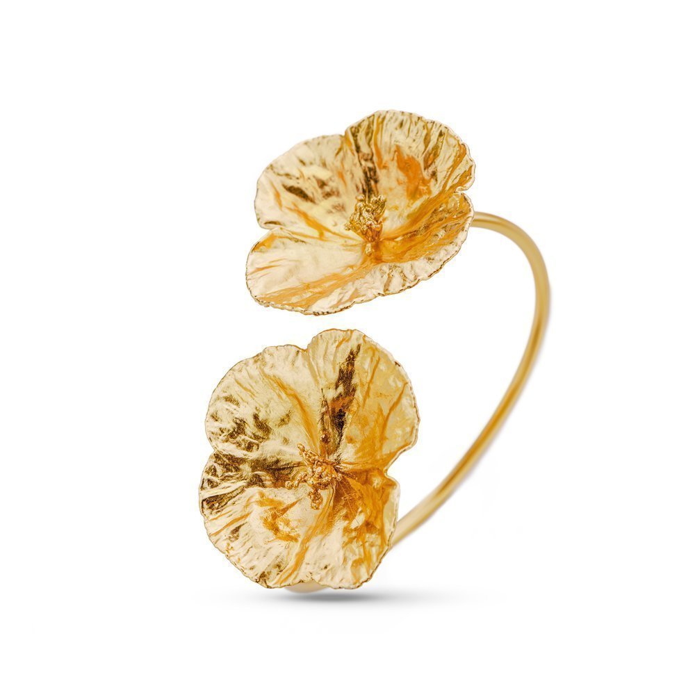 Euphoria Poppy Bracelet statement, with flexible wire, 24K Gold vermeil on sterling silver  