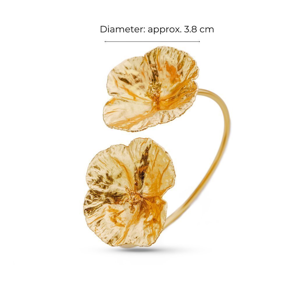 Euphoria Poppy Bracelet statement, with flexible wire, 24K Gold vermeil on sterling silver  