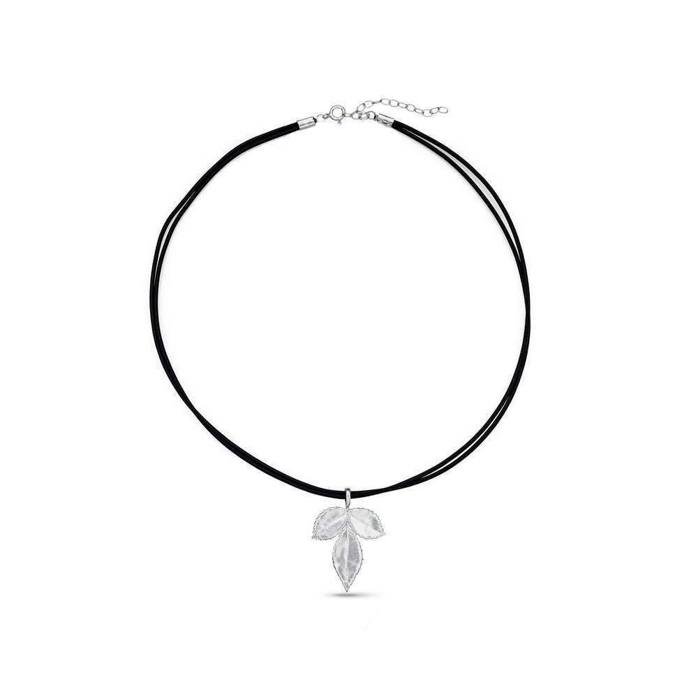 Memories Rose Pendant mini leather, with detachable motif, Sterling silver  