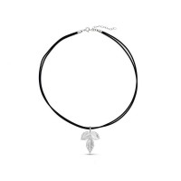 Memories Rose Pendant mini leather, with detachable motif, Sterling silver  