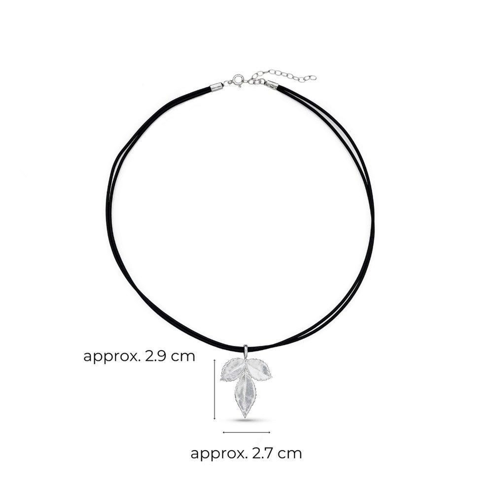 Memories Rose Pendant mini leather, with detachable motif, Sterling silver  