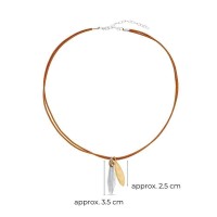 Athena Olive Pendant  leather, 24K Gold and sterling silver  