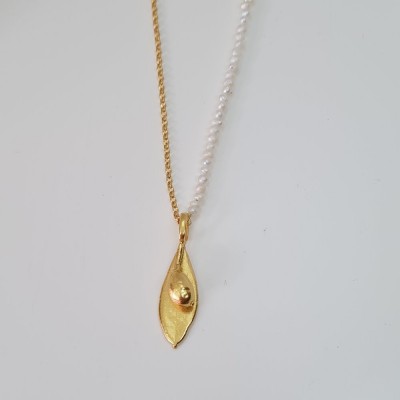 Athena Olive Pendant  layer, with detachable motif, 24K Gold vermeil on sterling silver  