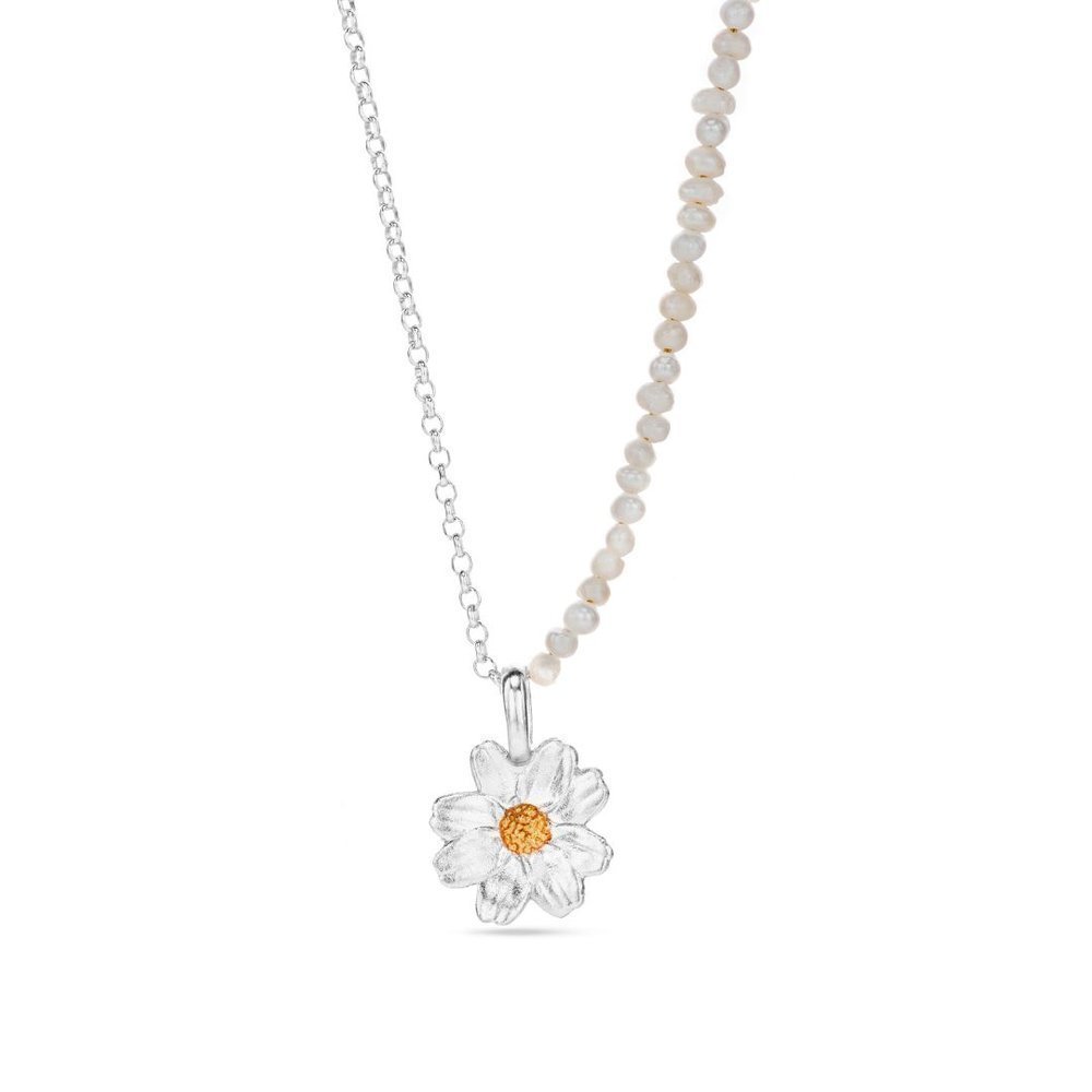 Daisy Pendant   24K Gold and sterling silver  