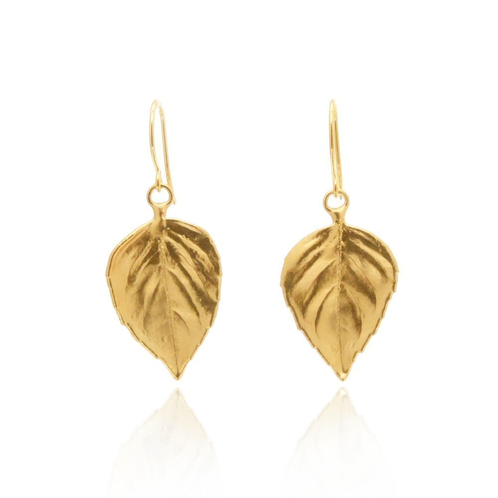 Drops Basil Earrings  drops & dangles, 24K Gold vermeil on sterling silver  
