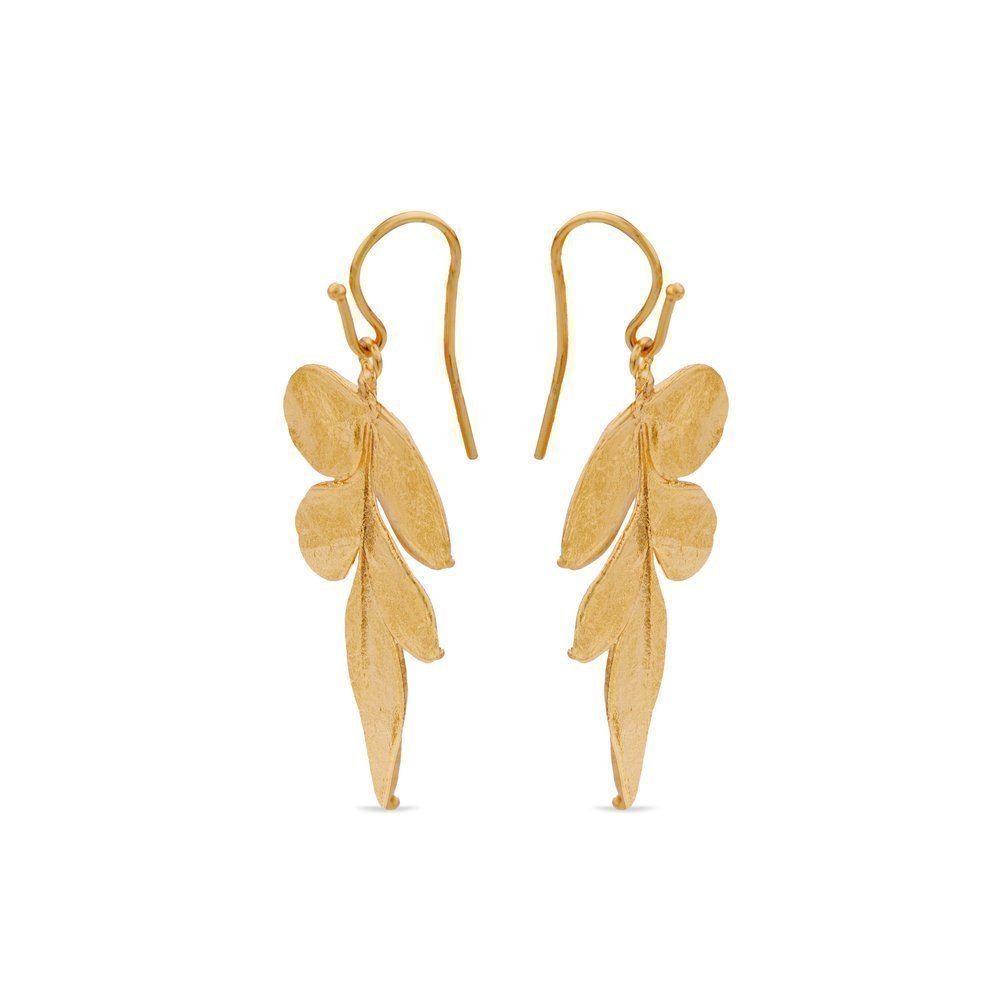 Memories Jasmine Earrings statement, drops & dangles, with hooks, 24K Gold vermeil on sterling silver  