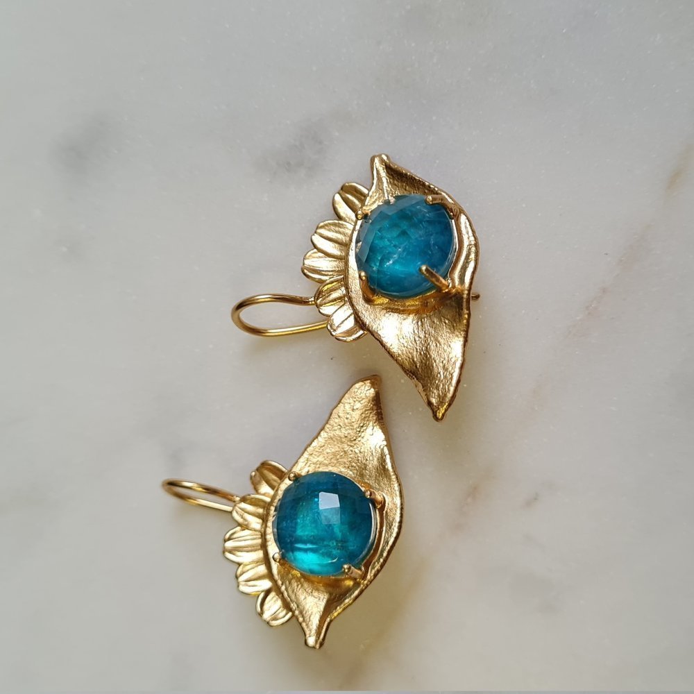 Alexia Jasmine Earrings statement, drops & dangles, with steady hook, 24K Gold vermeil on sterling silver  