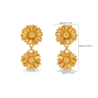 Daisy Earrings statement, drops & dangles, studs, 24K Gold vermeil on sterling silver  