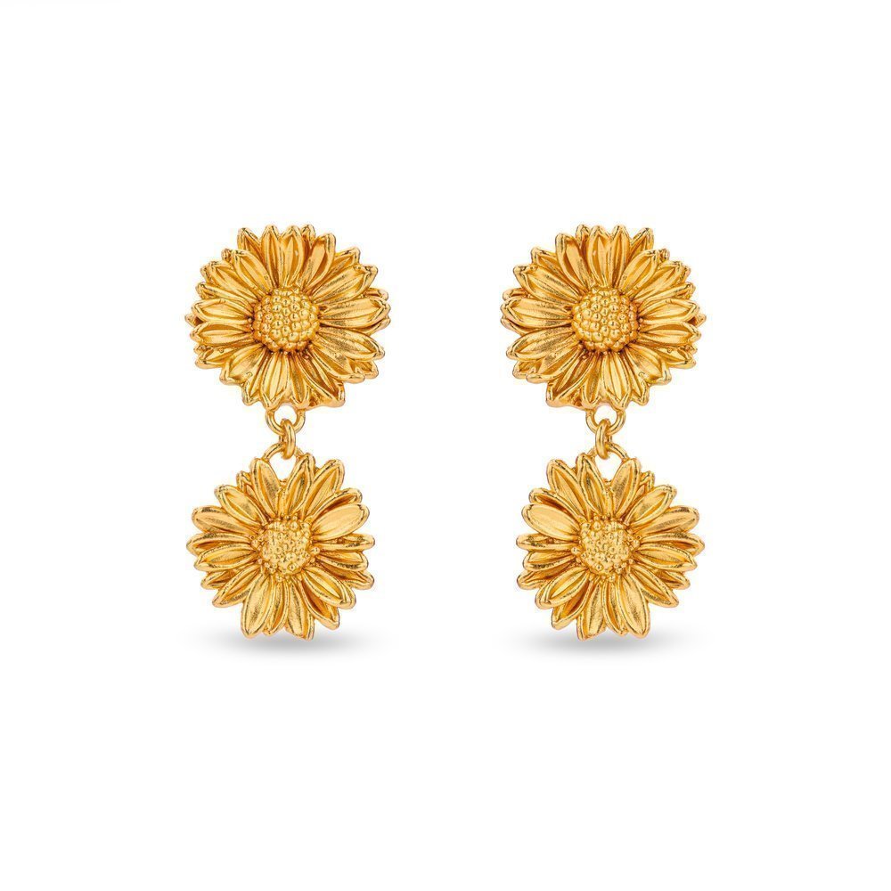 Daisy Earrings statement, drops & dangles, studs, 24K Gold vermeil on sterling silver  