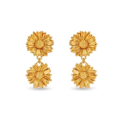 Daisy Earrings statement, drops & dangles, studs, 24K Gold vermeil on sterling silver  