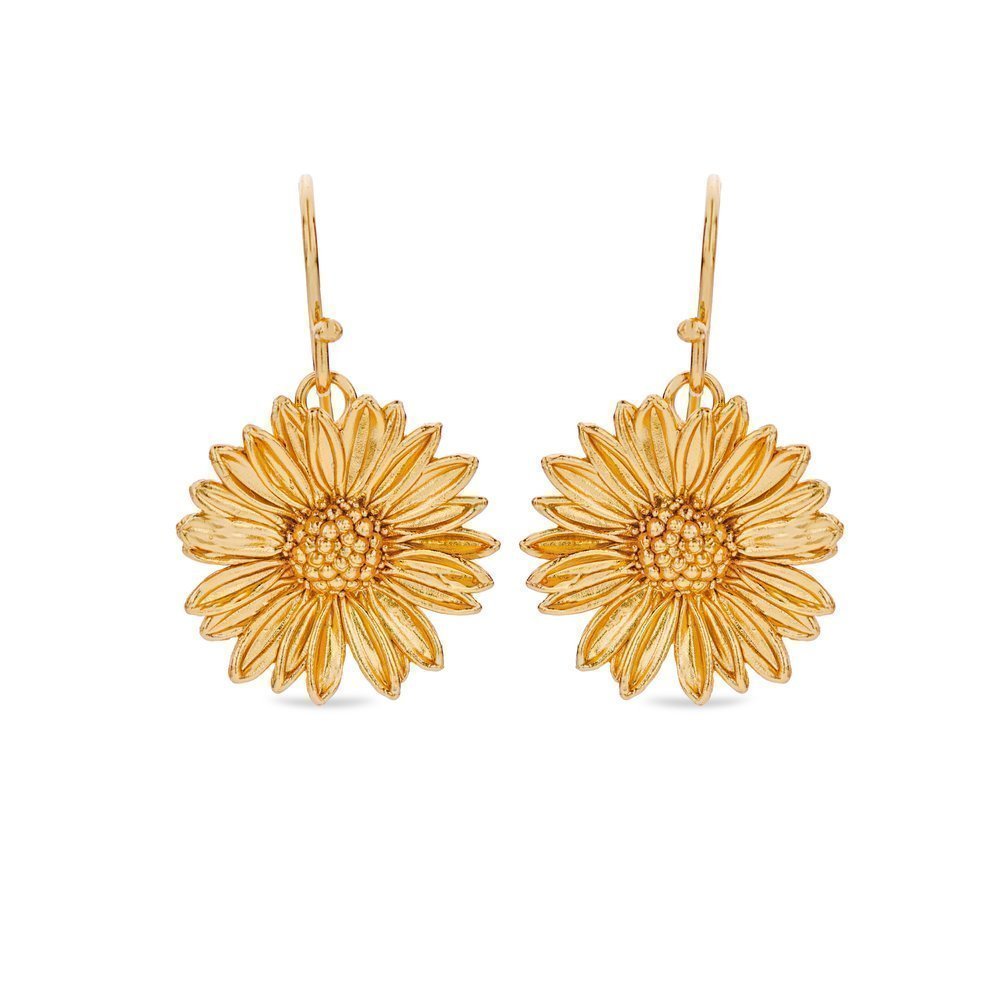 Daisy Field Daisy Earrings  drops & dangles, with hooks, 24K Gold vermeil on sterling silver  