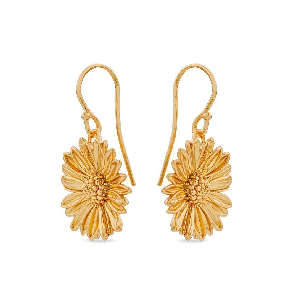 Daisy Field Daisy Earrings  drops & dangles, with hooks, 24K Gold vermeil on sterling silver  