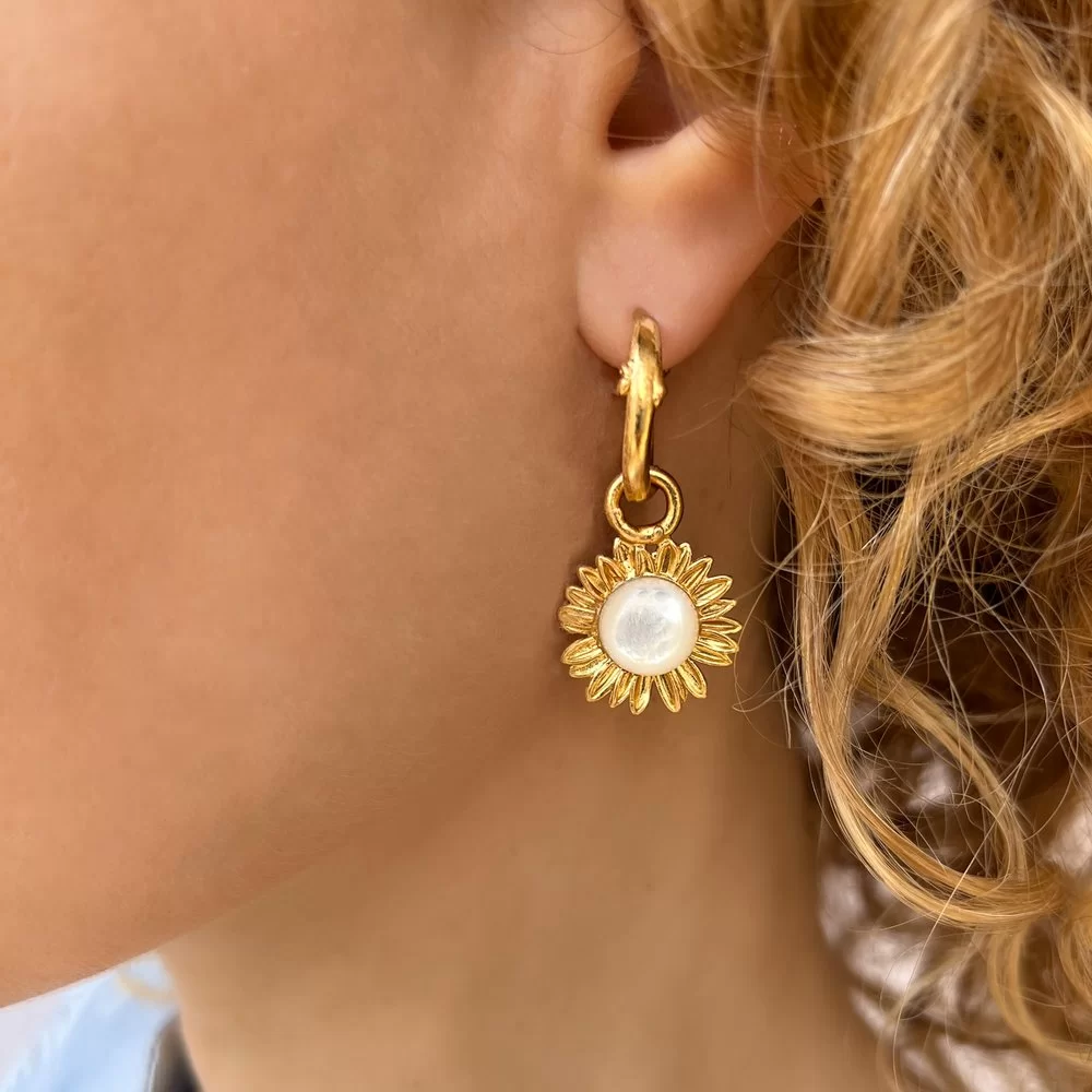 Thallo Iris Daisy Earrings drops & dangles, detachable charms