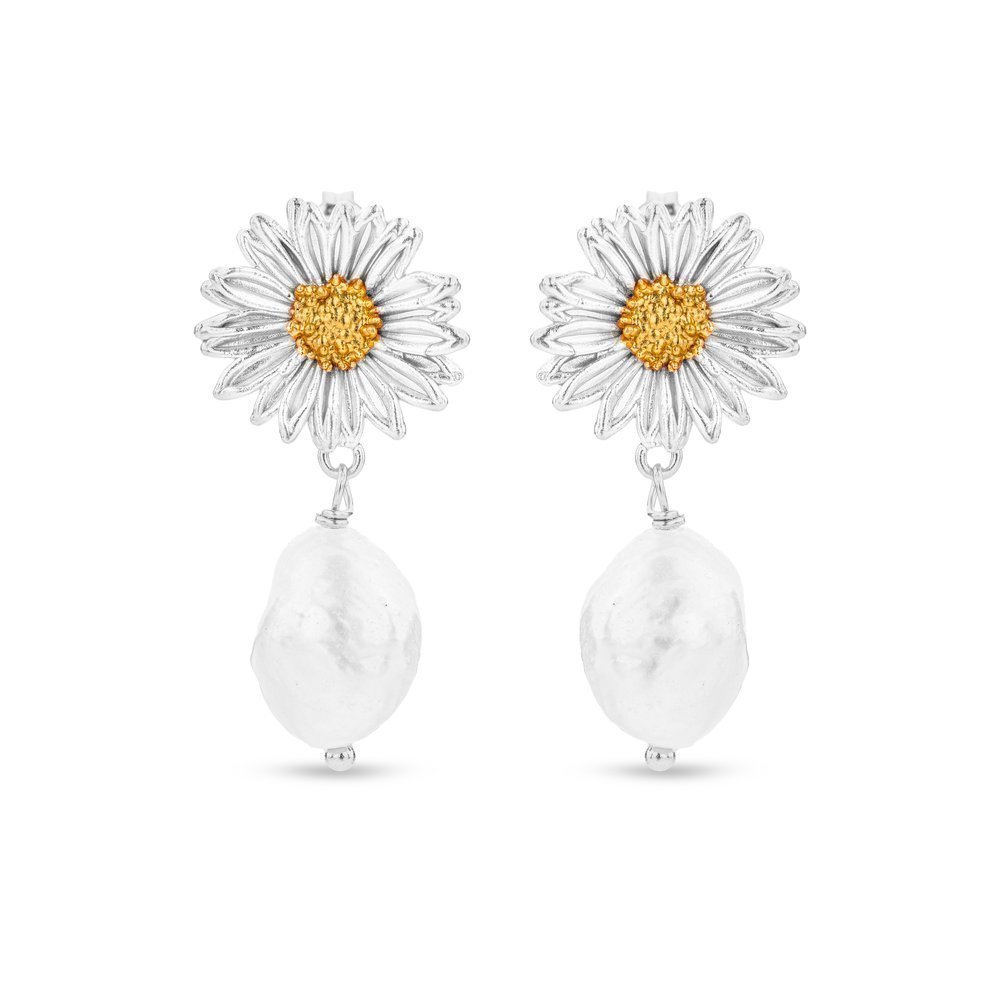 Daisy Field Daisy Earrings  drops & dangles, studs, 24K Gold and sterling silver  