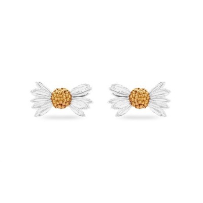 Aelia Daisy Earrings  studs, 24K Gold and sterling silver  