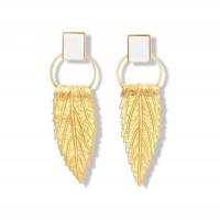 Armonia Earrings statement, drops & dangles, 24K Gold vermeil on sterling silver White Jasper 