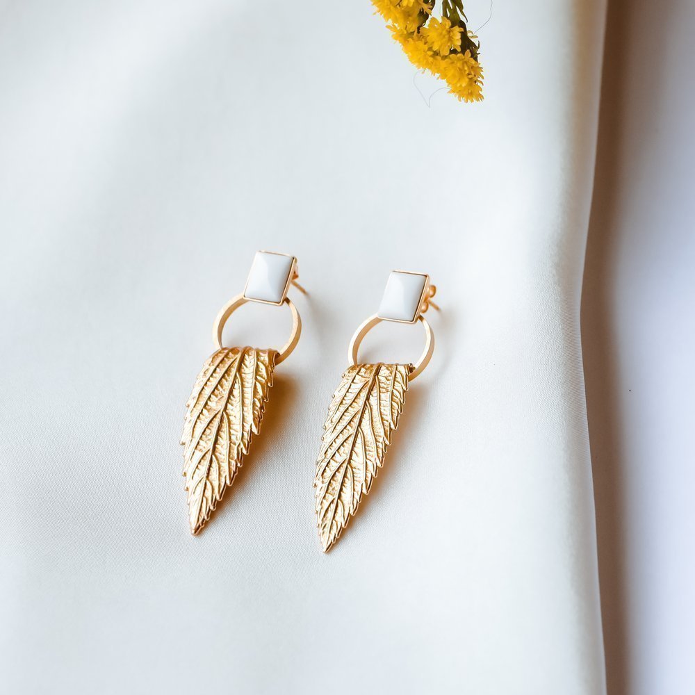 Armonia Earrings statement, drops & dangles, 24K Gold vermeil on sterling silver White Jasper 