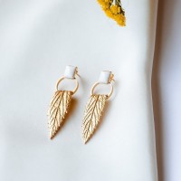 Armonia Earrings statement, drops & dangles, 24K Gold vermeil on sterling silver White Jasper 