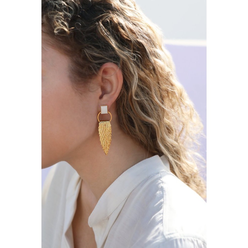 Armonia Earrings statement, drops & dangles, 24K Gold vermeil on sterling silver White Jasper 