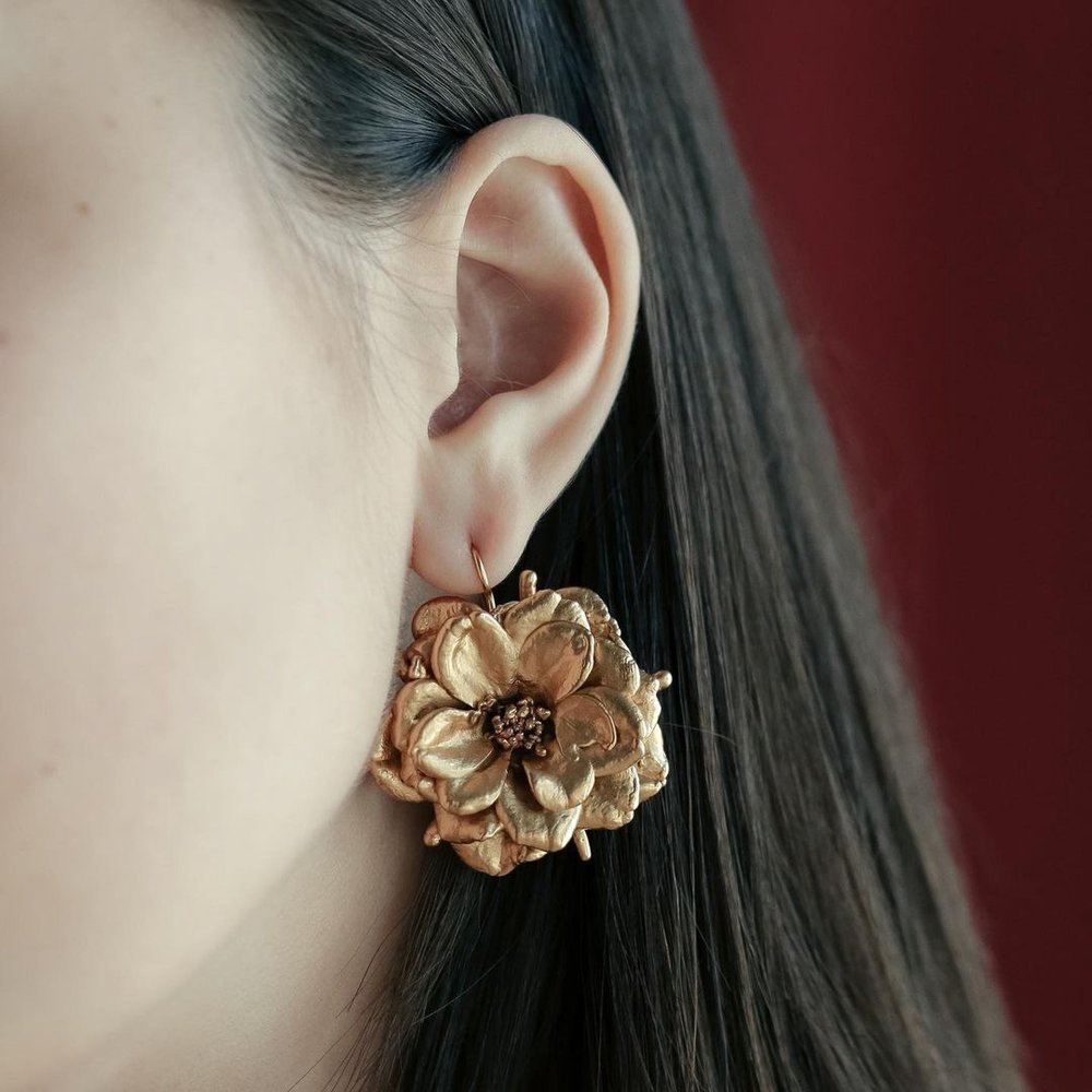 Anassa Rose Earrings statement, drops & dangles, 24K Gold plated  
