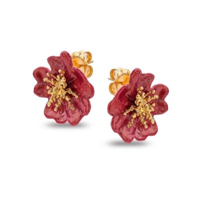 Bella Rose Earrings statement, statement studs, studs,  24K Gold vermeil on sterling silver Red Enamel  Bella Rose Earrings statement, statement studs, studs,  24K Gold vermeil on sterling silver Red Enamel
