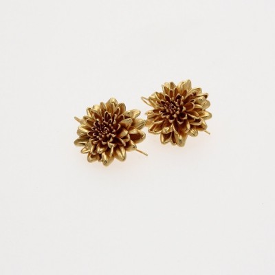 Crysanthe Chrysanthemum Earrings  drops & dangles, 24K Gold plated  
