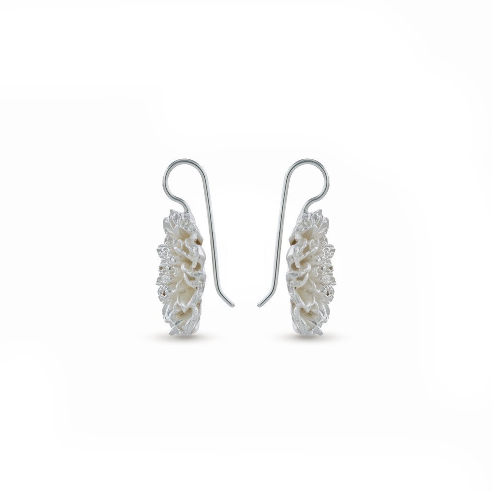 Crysanthe Chrysanthemum Earrings statement, drops & dangles,  Sterling silver  