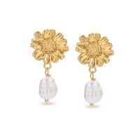 Ismini Daisy Earrings  drops & dangles, studs, 24K Gold vermeil on sterling silver  