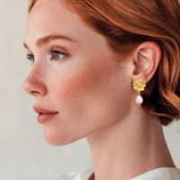 Ismini Daisy Earrings  drops & dangles, studs, 24K Gold vermeil on sterling silver  