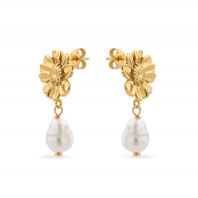 Ismini Daisy Earrings  drops & dangles, studs, 24K Gold vermeil on sterling silver  
