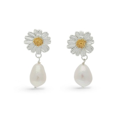 Ismini Daisy Earrings  drops & dangles, studs, 24K Gold and sterling silver  