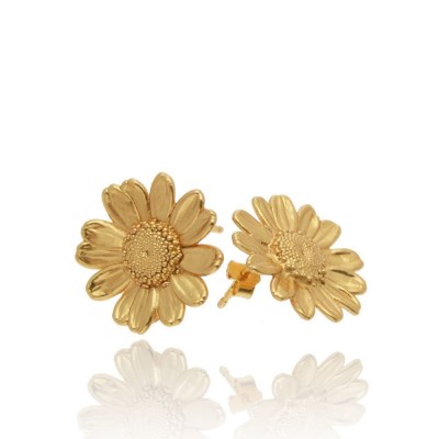 Ismini Daisy Earrings  studs, 24K Gold vermeil on sterling silver  