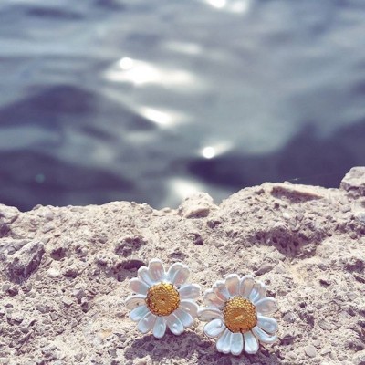 Ismini Daisy Earrings  studs, 24K Gold and sterling silver  