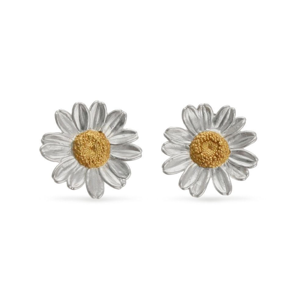 Ismini Daisy Earrings  studs, 24K Gold and sterling silver  