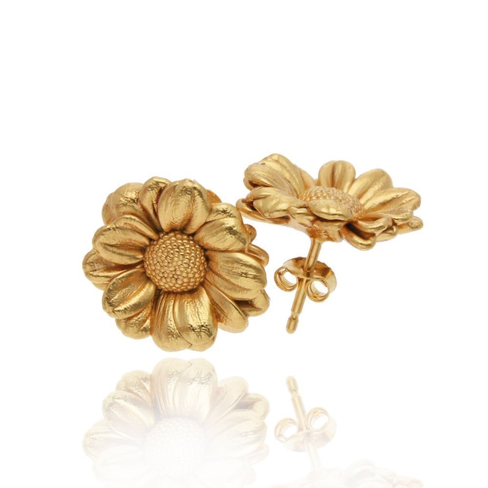 Phillis Daisy Earrings  studs, 24K Gold vermeil on sterling silver  