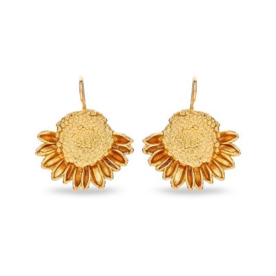 Chrysanthemum Earrings statement, drops & dangles, 24K Gold vermeil on sterling silver  