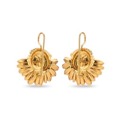 Chrysanthemum Earrings statement, drops & dangles, 24K Gold vermeil on sterling silver  