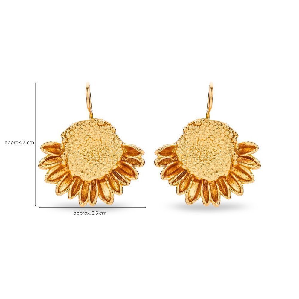 Chrysanthemum Earrings statement, drops & dangles, 24K Gold vermeil on sterling silver  