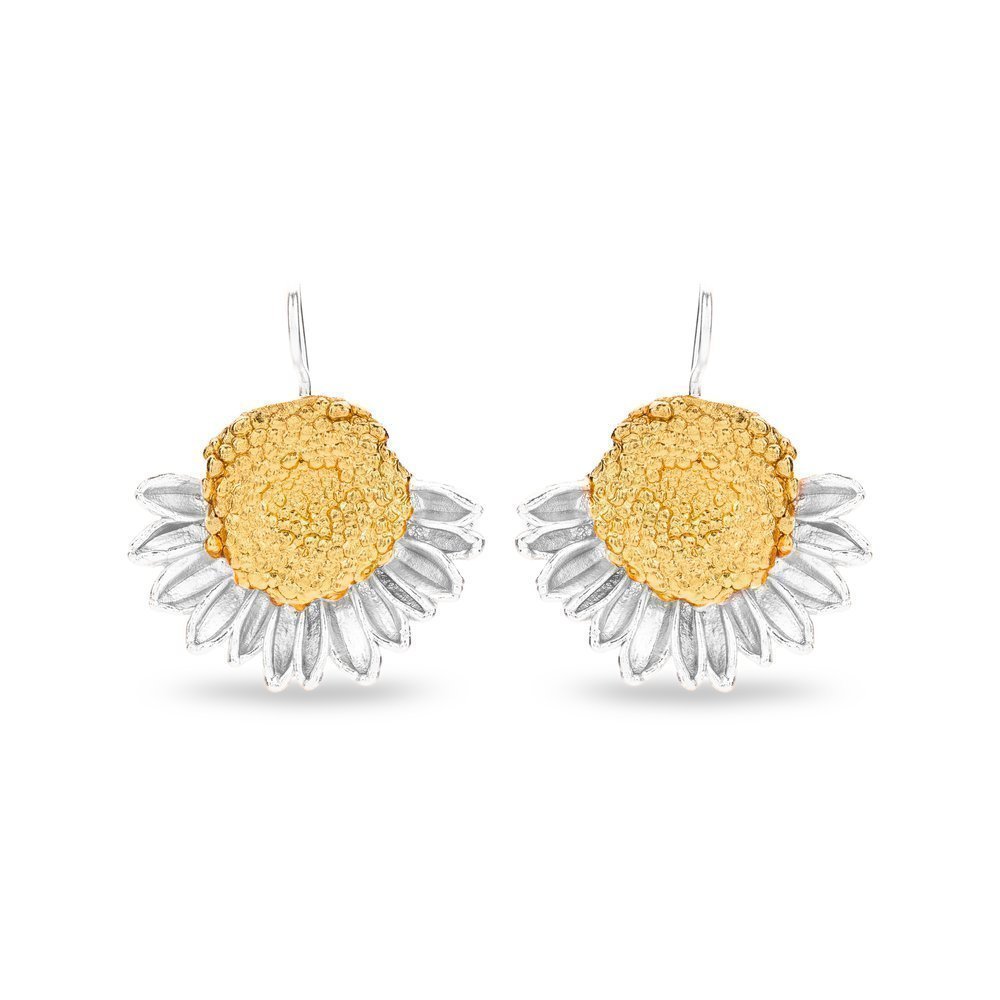 Ianthe Chrysanthemum Earrings statement, drops & dangles, 24K Gold and sterling silver  