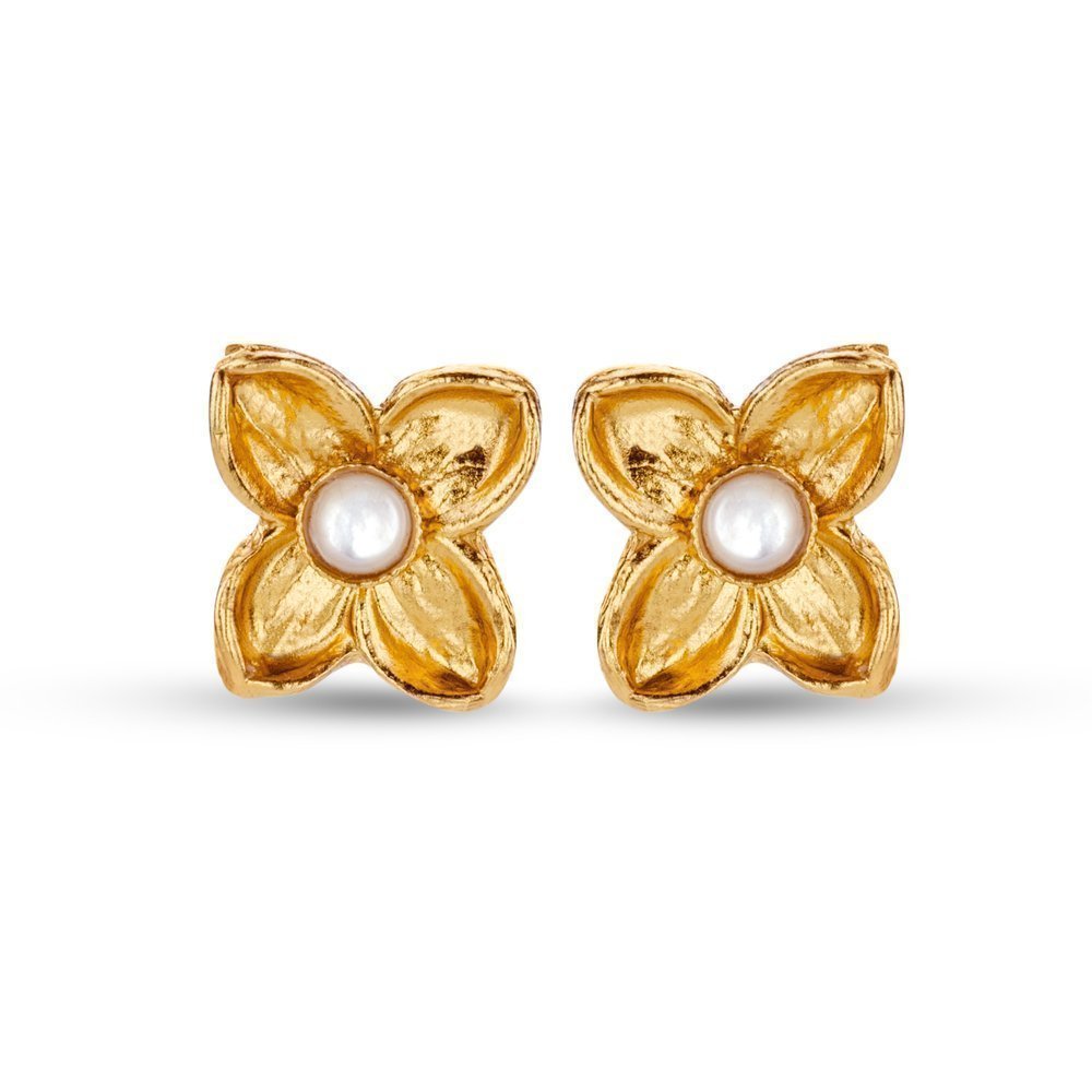 Artemis Earrings mini studs, 24K Gold vermeil on sterling silver Mop 