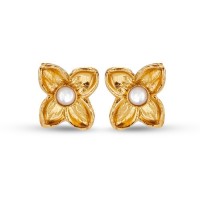 Artemis Earrings mini studs, 24K Gold vermeil on sterling silver Mop 